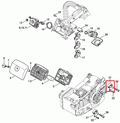 Амортизатор ms-200,200T верхний, шт